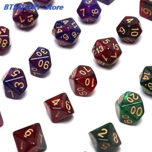 7pcs/Set Digital dice Game Polyhedral Multi Sided Acrylic Starry sky dice