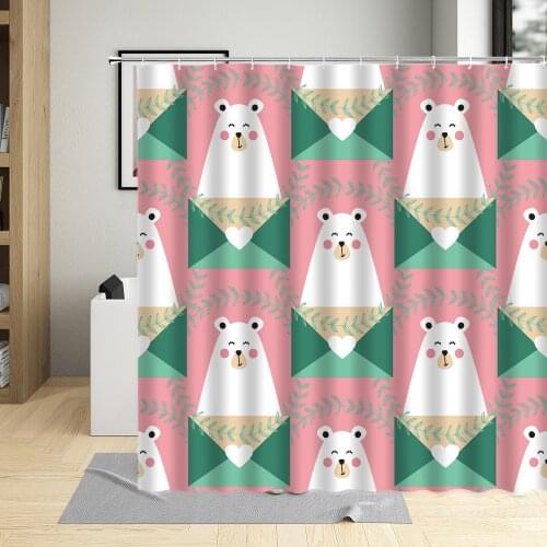 Decoration Cartoons Animal Bathroom Curtains Lovely Smile Bear Printing For Living Room Screens Kids Shower Curtain With Hooks