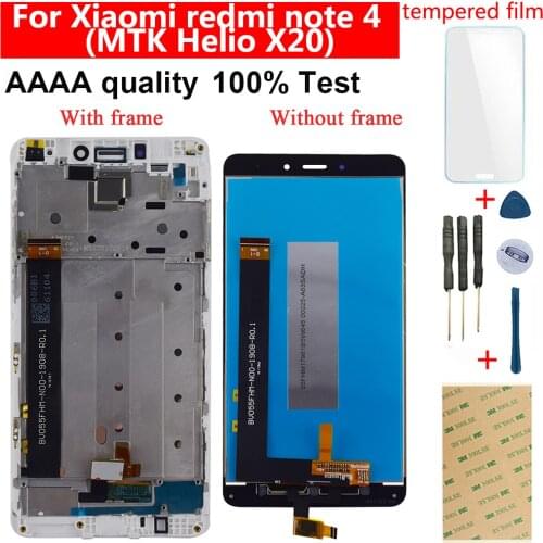 For Xiaomi Redmi Note 4 LCD (CPU: MTK Helio X20) LCD Display Touch Screen Digitizer Redmi Note 4 LCD Screen Assembly Frame