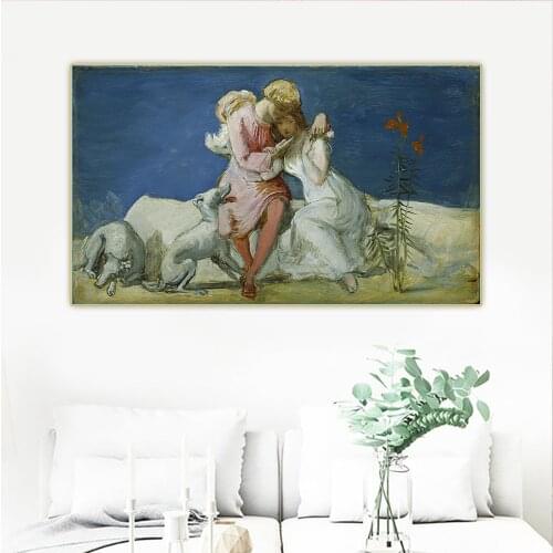 John Everett Millais《Couple and dog》Canvas Oil Painting Artwork Poster Picture Wall Hanging Decor Home Living Room Decoration