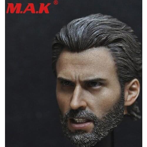 1/6 Captian Rogers Chris Evans head sculpt with beard carving action figure accessories for 12 inches body