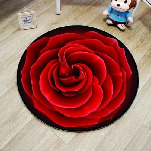 European Style Peony Rose Flower Round Carpet Living Room Children Bedroom Carpet Floor Mats Computer Chair Floor Mats