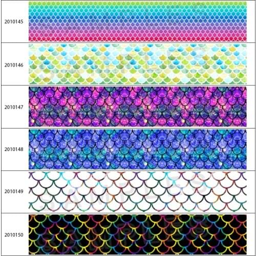 10yards Colorfully Fish Scale Printed Grosgrain Ribbon DIY Materials