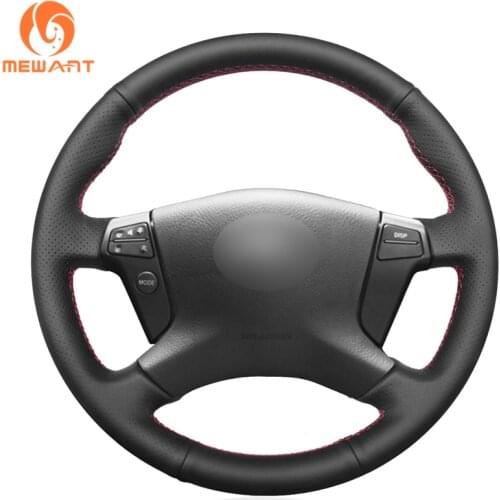 MEWANT Black Genuine Leather Comfortable Soft Durable Hand Sew Wrap Car Steering Wheel Cover for Toyota Avensis 2003 2004-2008