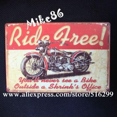 [ Mike86 ] RIDE FREE MOTORCYCLE TIN SIGN Retro Wall ART Metal Home Bar Decoration AA-240 Mix order 20*30 CM