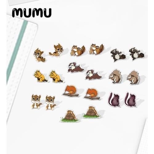 2020 New Chipmunk Stud Earring Cute Animal Acrylic Earrings Handmade Resin Epoxy Jewelry Earrings