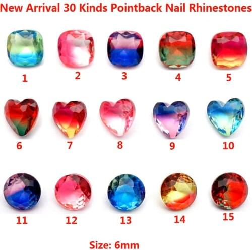 Free Shipping 2018 New Arrival K9 50pcs/bag 30 Kinds Glass Pointback Rhinestone Crystal Nail Art Stone strass para artesanato
