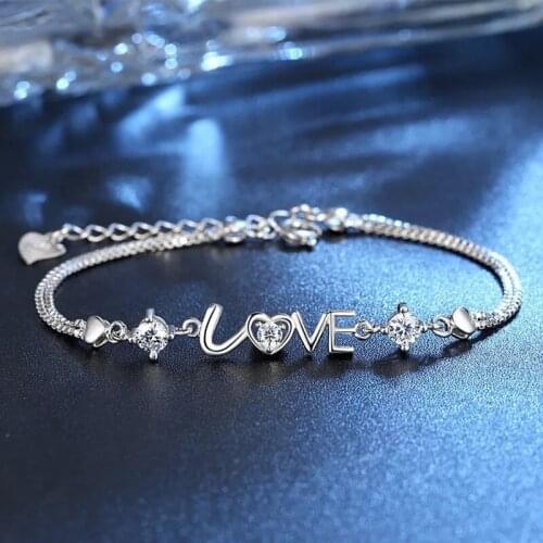 New Fashion Creative Elegant Zircon LOVE Words Bracelet for Women Jewelry Gifts