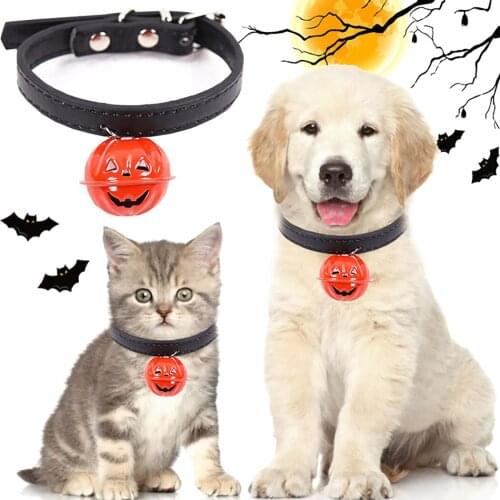 Cat Dog Halloween Collar Pumpkin Bell Adjustable Dog Pumpkin Collar Puppy Pet Supplies Cat Dog Accessories Small Dog Chihuahua