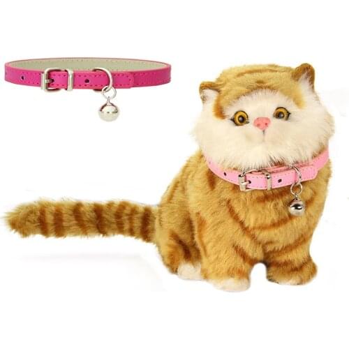 Cats Collar Leather Personalized Pet Collar With Bell Leash Used for Small, Medium Large Dogs Cats Outdoor Walking Pet Supplies