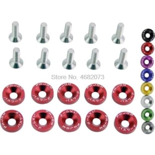 By DHL or Fedex 200sets M6 JDM Car Modified Hex Fasteners Fender Washer Bumper Engine Concave Screws License Plate Bolts