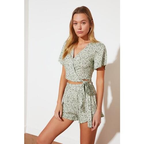 Trendyol Flower Pattern Woven Pajamas set THMSS21PT0666