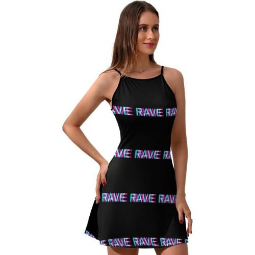Rave Dress Suspender Fashion Party Dresses Girls Printed Polyester Elegant One-Piece Dress