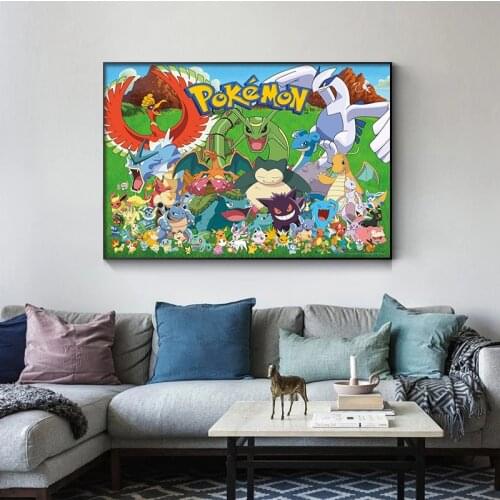 High Quality Pokemon Poster Canvas Painting Wall Picture Mural Child Bedroom Kids Room Home Decoration