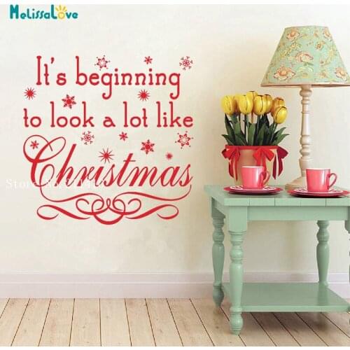 Holiday Christmas Wall Sticker Its Beginning to Look a Lot Like Christmas Decals Decor Living Room Words Removable Murals YT772