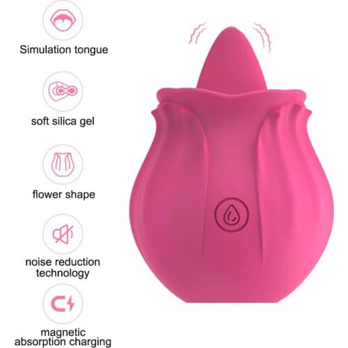 Rose Shape Dildo Toys For Women Vibarater Tongue Vibrant Licker Vagina Stimulator 10 Modes Oral Clitorals Stimulator Adullt