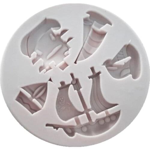 DIY Pirate Ship Silicone Molds Sails Fondant Chocolate Cake Decorating Tools Clay Candy Kitchen Baking Mold H382