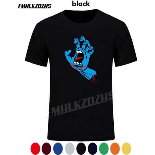 Blue zombie hand creative mens T-shirt, summer cotton high-quality brand top with short sleeves, hip-hop Tshirt for unisex T188