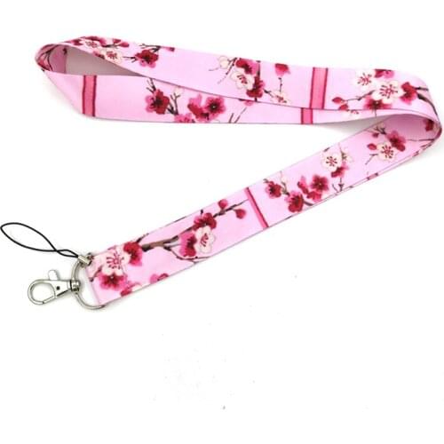 Plum Blossom Flower Lanyard For Key ID Badge Holder DIY Hang Rope Mobile Phone Neck Strap Key Chains Lanyards Accessories