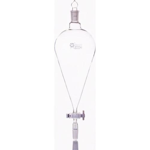 Squibb Separatory Funnel with PTFE Stopcock and Standard Taper Stem,Capacity 2000ml,Joint 24/40,PTFE switch valve