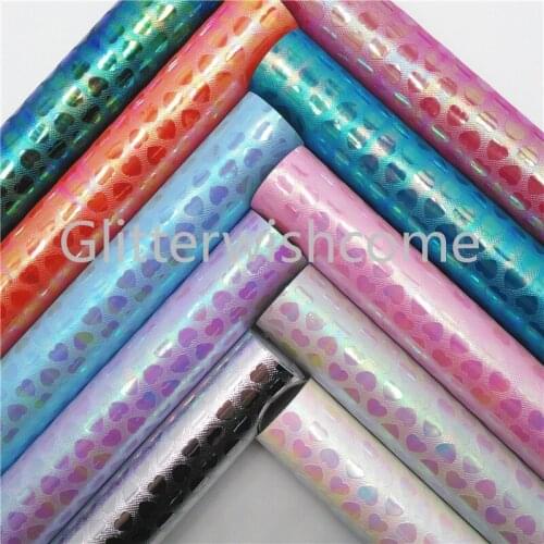 Glitterwishcome 21X29CM A4 Size Hearts Embossed Faux Fabric, Synthetic Leather Faux Leather Sheets for Bows, GM634A
