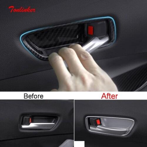 Tonlinker Interior Car Door Handle/Bowl Cover Case Sticker for Toyota Corolla 2019-20 Car Styling 4 PCS ABS/Metal Cover Sticker