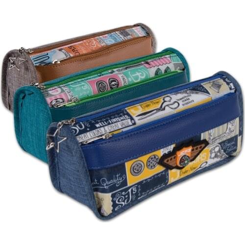 Triangular double layer pencil case Cute pencil bag Leather pen case kawaii stationery bag student pen bag school supplies gifts