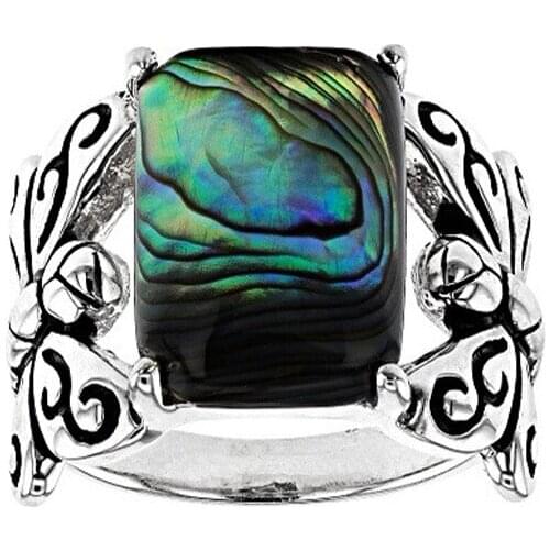 Unique Distressed Colorful Shell Butterfly Rings For Women Vintage Style Party Animal Jewelry 2020 Accessories BAOSHINA