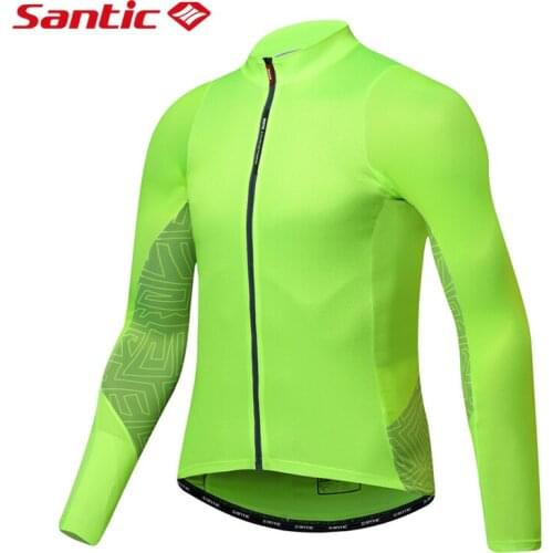 Santic Men Long Sleeve Cycling Jerseys Windproof MTB Road Bike Top Jersey Spring Autumn Quick Dry Riding Pro Jerseys 4 Colors