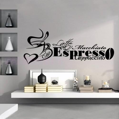 French Citations Coffee Cup Vinyl Wall Sticker Decals Mural Art Coffee Shop Kitchen Home Decor House Decoration 28 cm x 70 cm
