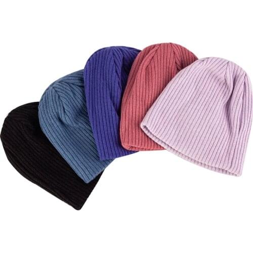 Knitted Solid Hats For Children Baby Winter Autumn Spring Kids Warm Beanie Hat Ribbed Sweet Toddlers Outdoor Caps 0 -3 month