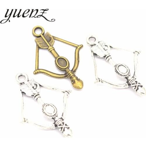 YuenZ 10pcs Antique silver color Bow and arrow Charm Pendants for Bracelet Necklace Jewelry Accessories Diy Jewelry Making M07
