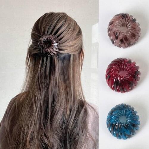 Fashion Claw Clip Women Bird Nest Expanding Crystal Tail Hairband Holder Clips Claw Pins Hairdresser Ponytail Hairpin Hair Claw