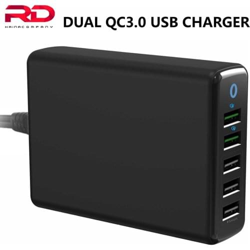 60W Multi USB Charger USB C Fast charger Station 5 Ports Type C Charging Mobile Phone Desktop Chargers For Xiaomi EU US UK Plug
