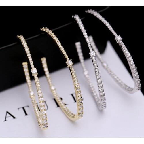 SWOUR New Fashion Jewelry S925 Sterling Silver CZ Wedding Gift Austrian Crystal Oval Shape Hoop Earrings For Woman S344