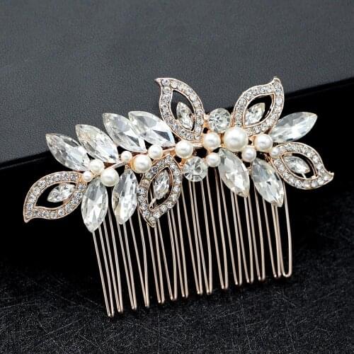 BLIJERY Rose Gold/Silver Color Bridal Hair Combs For Women Hair Jewelry Pearls Crystal Wedding Hair Accessories Brides Headpiece