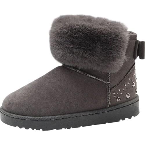 Snow Boots With Furry Winter Plus Velvet Thick Warm Cotton Short Shoes Flat Bottom Non-slip Flock Shoes
