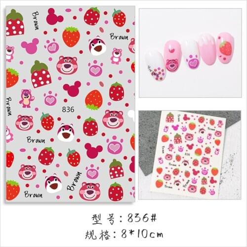 1Pc Cartoon Nail Decal Sticker Strawberry Dog Lovely Bear Design DIY Slider For Manicuring Nail Art Manicures Decorations