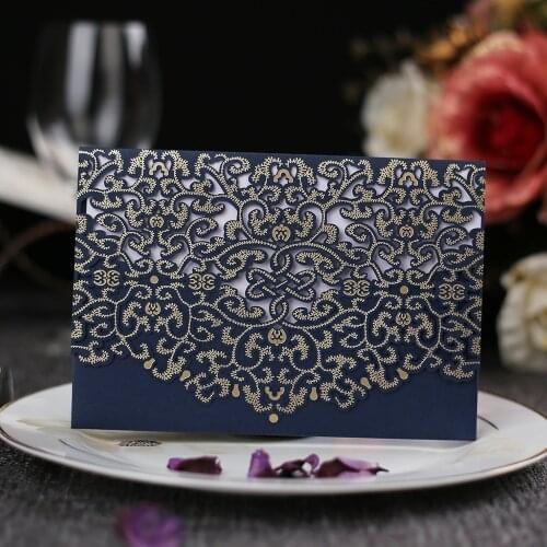 10/30/50pcs Blue White Elegant Laser Cut Wedding Invitation Cards Greeting Card for Wedding Anniversary Birthday Party Supplies