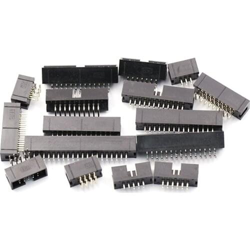 10PCS 2.54mm DC3 6P 8P 10P 14P 16P 20P 26P 30P 34P 40P 50P Socket Header Connector ISP Male Double-spaced Straight IDC JTAG