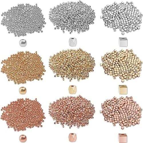 100/200/300/500Pcs Love Heart Gold Silver Color CCB Loose Spacer Beads For Charm Jewelry Making DIY Necklace Bracelet Supplies