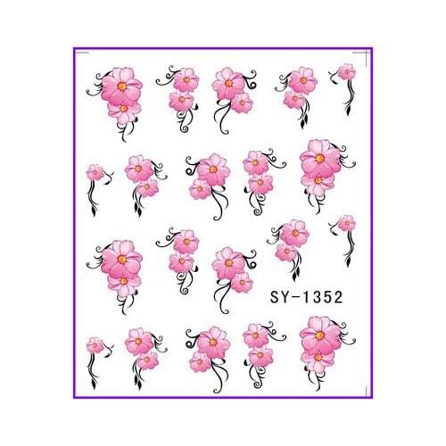 1X Water Transfers Stickers Nail Decals Stickers Water Decal Red Flower SY1352