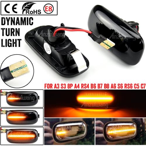 2x For Audi A3 S3 8P A4 S4 RS4 B6 B6 B8 A6 S6 RS6 C5 C7 Led Dynamic Side Marker Turn Signal Light Sequential Blinker Light Emark
