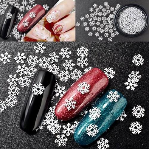 3 Boxes Christmas Snow Flower White Color 3D Nail Sequins Ultra-thin DIY Shimmer Charm Xmas Decorations Nail Glitter Flakes
