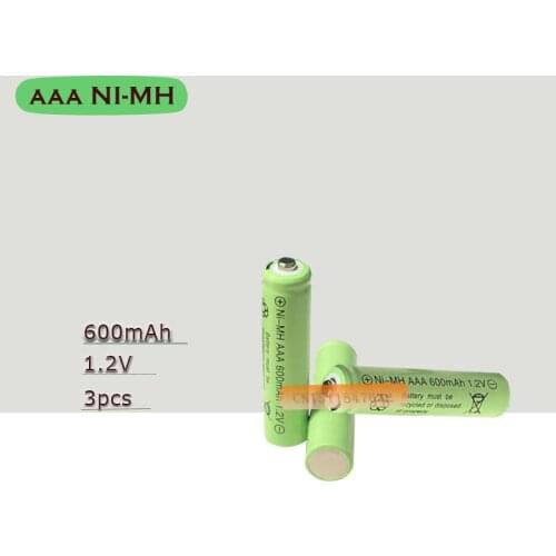 3psc/lot 1.2v 600mah AAA remote control toy rechargeable NI-MH rechargeable battery AAA 1.2V 600mAH free shipping