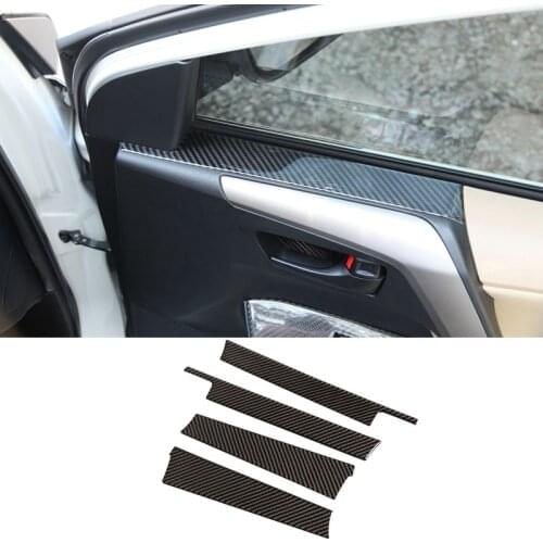 4Pcs Carbon Fiber ABS Interior Door Window Panel Cover Trim for Toyota RAV4 2015-2019 Car Stylings