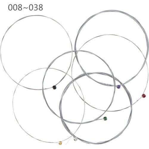 6pcs/set 008-038 Inch Silver Professional Electric Guitar Strings Extra Super Light Bright Tone Nickel Alloy Strings