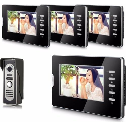 7 Inch TFT Color LCD Monitor Alloy Wired Intercom Video Door Phone 4 Monitor