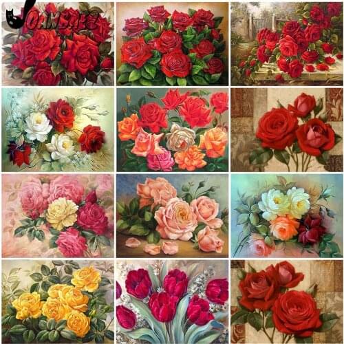 Diamond Painting Blooming Flower 5D Diy Wall Art Beautiful Rose Flower Applique Diamond Embroidery Inlaid Home Room Decoration