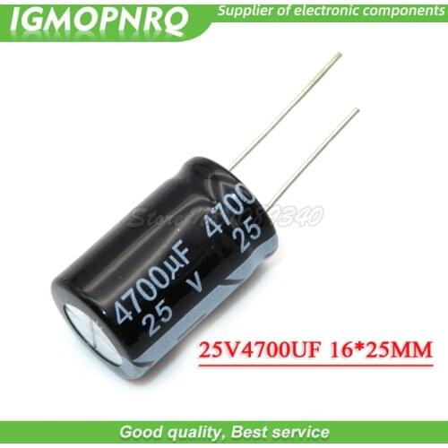 5PCS 25V4700UF 16*25mm 4700UF 25V 16*25 Aluminum electrolytic capacitor